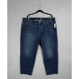 Old Navy Womens Plus 22 OG Straight Jeans Blue High Rise Crop Stretch Denim NWT